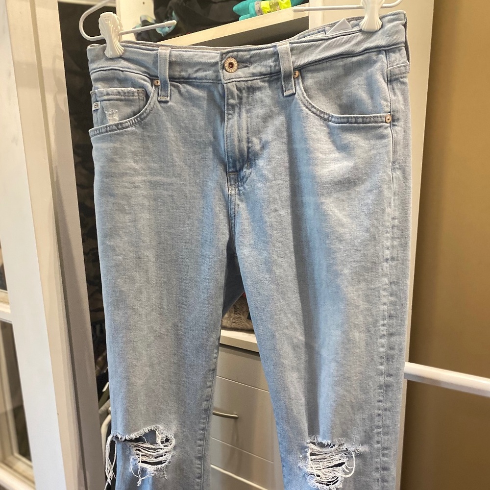 AG Ex-Boyfriend Slouch Slim Distressed Denim Jeans, Size 27 R (Size 4)